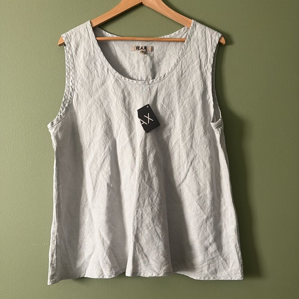 Flax Light Gray Linen Tank Top Neutral layering Large NWT